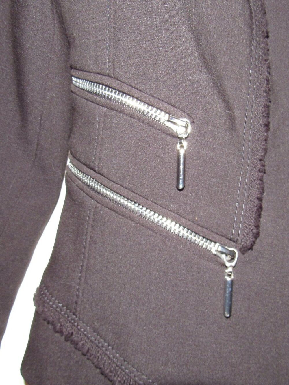 White House Size 4 Black Zipper Jacket Designer Details Padded Shoulders - Picture 4 of 7